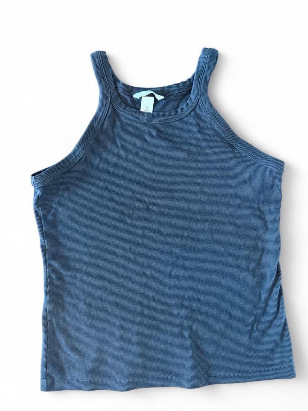 H&M Ribbed High-Neck Tank Top in Gray